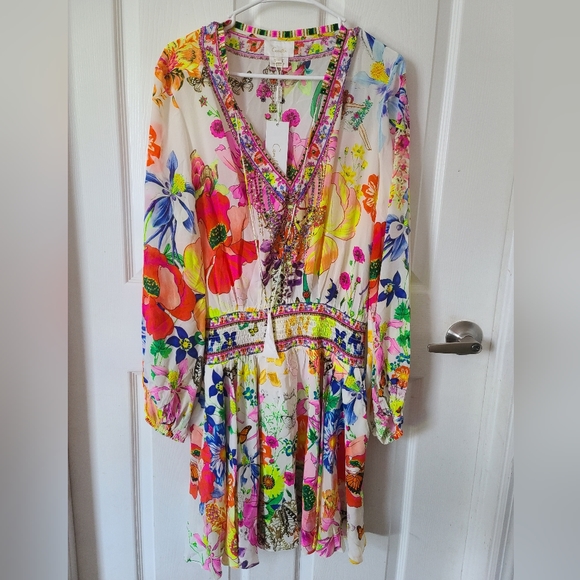 Camilla Fairy Gang Shirred short dress, size L - Picture 3 of 4